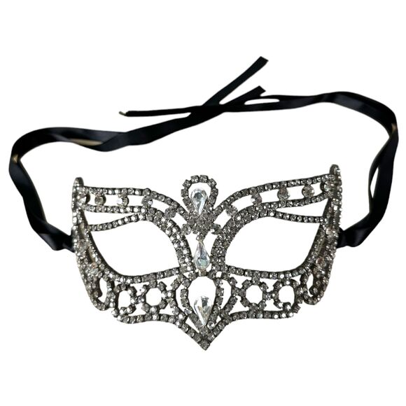 RSVP Crystal Rhinestone Metal Frame Mardi Gras Costume Party Mask - Picture 1 of 2